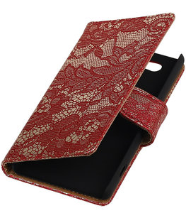 Hoesje voor Sony Xperia Z4 Compact Lace Kant Bookstyle Wallet Rood