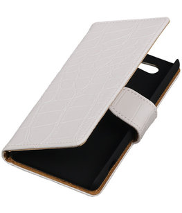 Hoesje voor Sony Xperia Z4 Compact Croco Bookstyle Wallet Wit