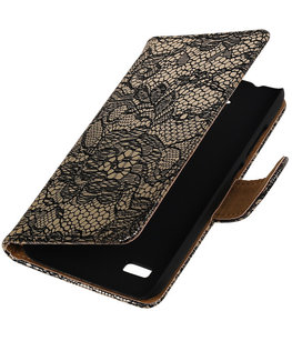 Zwart Lace Booktype Hoesje voor Huawei Y560 / Y5 Wallet Cover Zwart Lace Booktype Hoesje voor Huawei Y560 / Y5 Wallet Cover