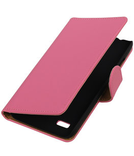 Roze Effen Booktype Hoesje voor Huawei Y560 / Y5 Wallet Cover Roze Effen Booktype Hoesje voor Huawei Y560 / Y5 Wallet Cover