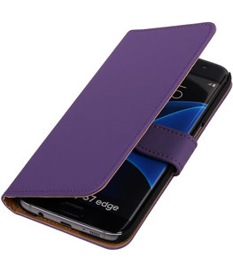 Paars Effen Booktype Hoesje voor Samsung Galaxy S7 Edge Wallet Cover