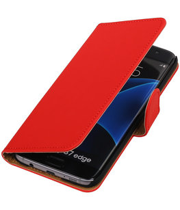 Rood Effen Booktype Hoesje voor Samsung Galaxy S7 Edge Wallet Cover
