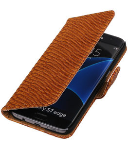 Bruin Slang Booktype Hoesje voor Samsung Galaxy S7 Edge Wallet Cover