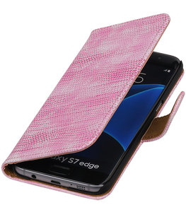 Roze Mini Slang Booktype Hoesje voor Samsung Galaxy S7 Edge Wallet Cover