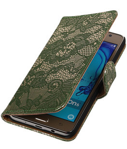 Hoesje voor Samsung Galaxy On5 - J5 Prime Lace Donker Groen Booktype Wallet Hoesje voor Samsung Galaxy On5 - J5 Prime Lace Donker Groen Booktype Wallet