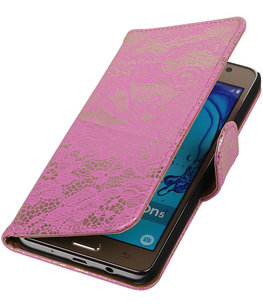 Hoesje voor Samsung Galaxy On5 -J5 Prime  Lace Roze Booktype Wallet Hoesje voor Samsung Galaxy On5 -J5 Prime  Lace Roze Booktype Wallet