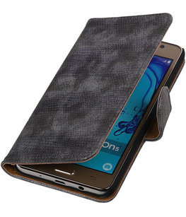 Hoesje voor Samsung Galaxy On5 - Mini Slang Grijs Booktype Wallet