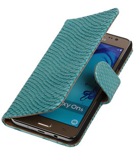 Hoesje voor Samsung Galaxy On5 - J5 Prime Slang Turquoise Booktype Wallet Hoesje voor Samsung Galaxy On5 - J5 Prime Slang Turquoise Booktype Wallet