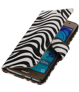 Hoesje voor Samsung Galaxy On5 - J5 Prime Zebra Booktype Wallet Hoesje voor Samsung Galaxy On5 - J5 Prime Zebra Booktype Wallet