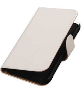 Wit Effen Booktype Hoesje voor Samsung Galaxy Xcover 2 S7710 Wallet Cover
