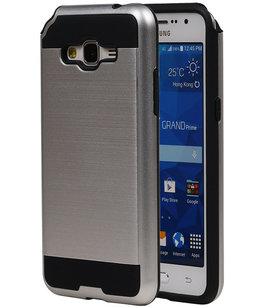 Zilver Bestcases Tough Armor TPU Back Cover Hoesje voor Samsung Galaxy Grand Prime