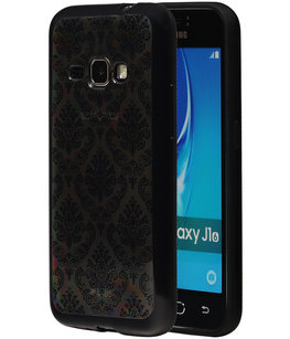 Zwart Brocant TPU back case cover voor Hoesje voor Samsung Galaxy J1 (2016)