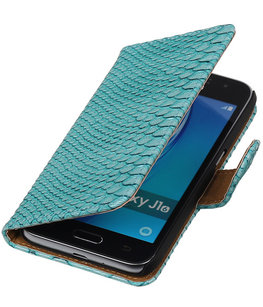 Turquoise Slang booktype cover voor Hoesje voor Samsung Galaxy J1 Nxt / J1 Mini