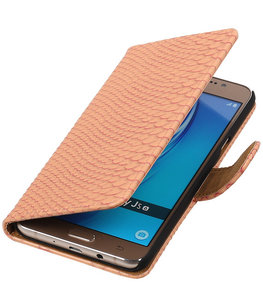 Roze Slang booktype cover voor Hoesje voor Samsung Galaxy J5 2016
