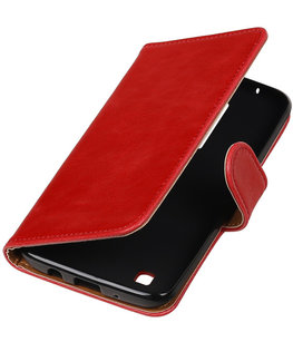 Rood Pull-Up PU booktype wallet cover voor Hoesje voor LG K7 Rood Pull-Up PU booktype wallet cover voor Hoesje voor LG K7