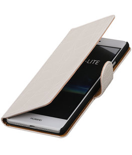 Wit Krokodil booktype cover voor Hoesje voor Huawei P9 Lite