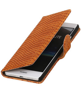 Bruin Slang booktype cover voor Hoesje voor Huawei P9 Lite