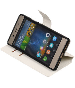 Wit Hoesje voor Huawei P8 Lite TPU wallet case booktype HM Book