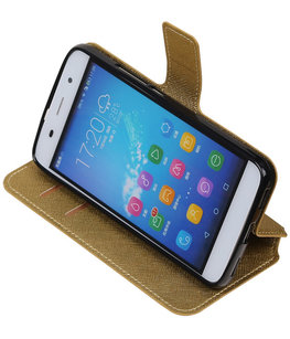 Goud Hoesje voor Huawei Honor Y6 / 4A TPU wallet case booktype HM Book Goud Hoesje voor Huawei Honor Y6 / 4A TPU wallet case booktype HM Book