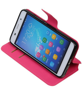 Roze Hoesje voor Huawei Honor Y6 / 4A TPU wallet case booktype HM Book Roze Hoesje voor Huawei Honor Y6 / 4A TPU wallet case booktype HM Book