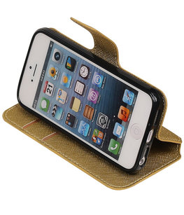 Goud Hoesje voor Apple iPhone 6 / 6s TPU wallet case booktype HM Book Goud Hoesje voor Apple iPhone 6 / 6s TPU wallet case booktype HM Book