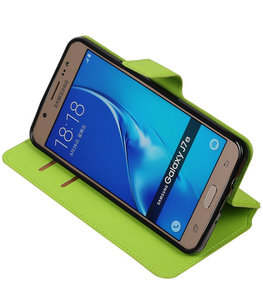 Groen Hoesje voor Samsung Galaxy J7 2016 TPU wallet case booktype HM Book