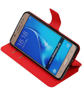 Rood Hoesje voor Samsung Galaxy J7 2016 TPU wallet case booktype HM Book