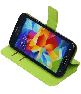 Groen Hoesje voor Samsung Galaxy S5 TPU wallet case booktype HM Book