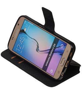 Zwart Hoesje voor Samsung Galaxy S6 TPU wallet case booktype HM Book Zwart Hoesje voor Samsung Galaxy S6 TPU wallet case booktype HM Book