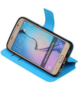 Blauw Hoesje voor Samsung Galaxy S6 TPU wallet case booktype HM Book Blauw Hoesje voor Samsung Galaxy S6 TPU wallet case booktype HM Book