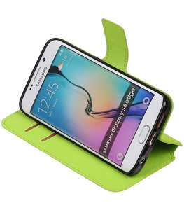 Groen Hoesje voor Samsung Galaxy S6 Edge TPU wallet case booktype HM Book Groen Hoesje voor Samsung Galaxy S6 Edge TPU wallet case booktype HM Book