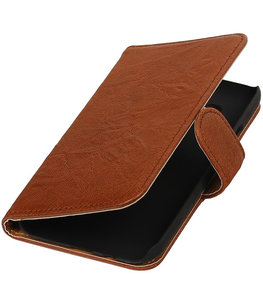 Echt Leer Bookcase Bruin - Hoesje voor Samsung Galaxy E5