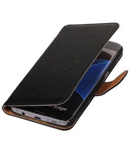 Zwart Effen Booktype Hoesje voor Samsung Galaxy S7 Plus Wallet Cover