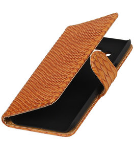 Bruin Slang booktype wallet cover voor Hoesje voor LG K4