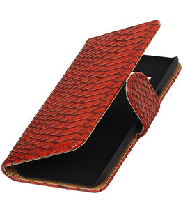 Rood Slang booktype wallet cover voor Hoesje voor LG K4