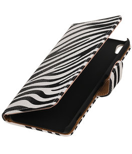 Zebra booktype wallet cover voor Hoesje voor Sony Xperia XA