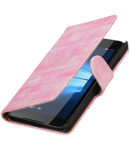 Roze Mini Slang booktype cover voor Hoesje voor Microsoft Lumia 650
