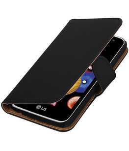 Zwart Effen booktype cover voor Hoesje voor LG K4