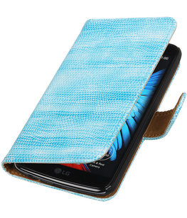 Turquoise Mini Slang booktype wallet cover voor Hoesje voor LG K10 Turquoise Mini Slang booktype wallet cover voor Hoesje voor LG K10