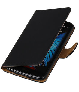 Zwart Effen booktype wallet cover voor Hoesje voor LG K8 2016 Zwart Effen booktype wallet cover voor Hoesje voor LG K8 2016