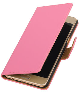 Roze Effen booktype wallet cover voor Hoesje voor Samsung Galaxy C5