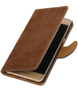 Bruin Hout booktype wallet cover voor Hoesje voor Samsung Galaxy C5