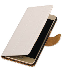 Wit krokodil booktype wallet cover voor Hoesje voor Samsung Galaxy C5