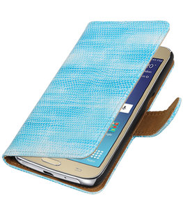 Turquoise Mini Slang booktype wallet cover voor Hoesje voor Samsung Galaxy J2 2016