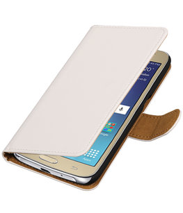 Wit Effen booktype wallet cover voor Hoesje voor Samsung Galaxy J2 2016