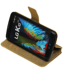 Goud Hoesje voor LG K10 TPU wallet case booktype HM Book Goud Hoesje voor LG K10 TPU wallet case booktype HM Book