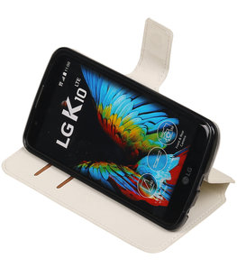 Wit Hoesje voor LG K10 TPU wallet case booktype HM Book Wit Hoesje voor LG K10 TPU wallet case booktype HM Book