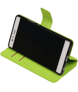 Groen Hoesje voor Huawei P9 TPU wallet case booktype HM Book Groen Hoesje voor Huawei P9 TPU wallet case booktype HM Book