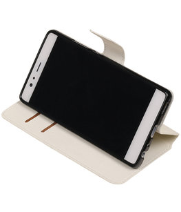 Wit Hoesje voor Huawei P9 TPU wallet case booktype HM Book Wit Hoesje voor Huawei P9 TPU wallet case booktype HM Book