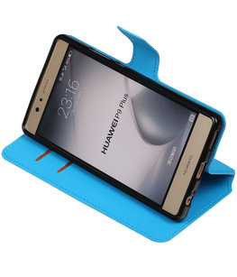Blauw Hoesje voor Huawei P9 Plus TPU wallet case booktype HM Book